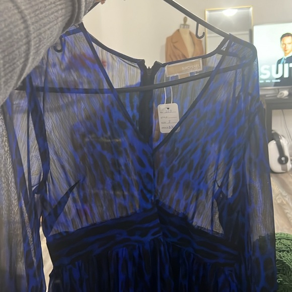 0178 MICHAEL Michael KORS Leopard Print Georgette Dress sz 8 - Picture 5 of 8